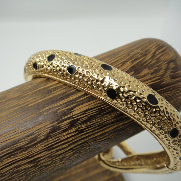 A&S Leopard Enamel Rhinestone Bangle Bracelet Jaguar - Picture 5 of 13